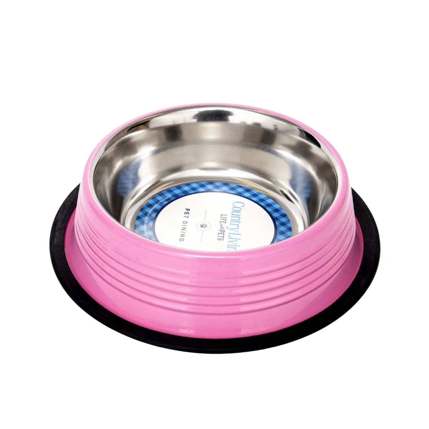 Country Living Set of 2 Ribbed Non-Slip Pet Bowls – Carnation Pink American Pet Supplies