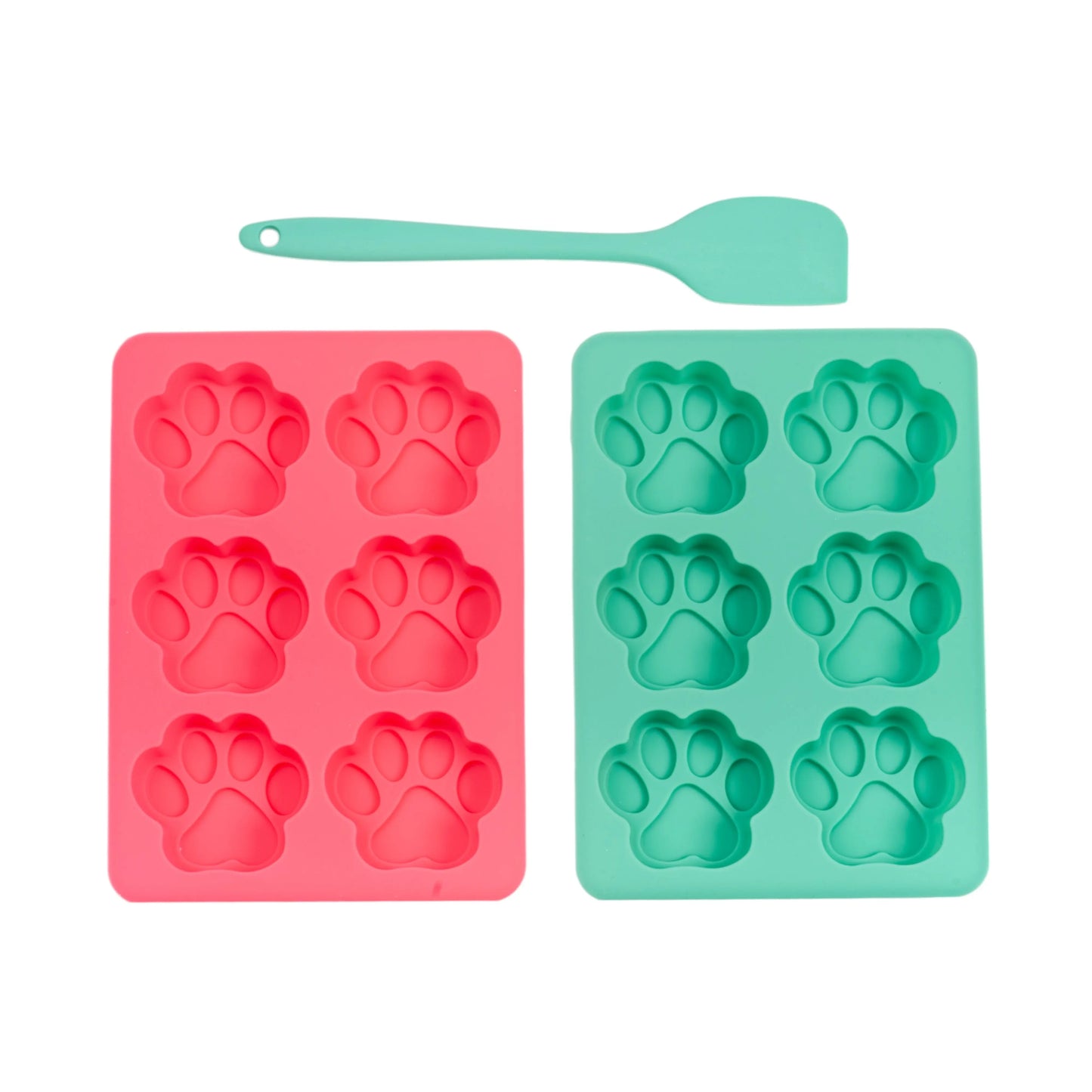 Country Living 3-Piece Silicone Baking Kit – Includes 2 Baking Trays (6-Cavity Paw Print Mold) & Spatula – for Homemade Dog Treats, Candy, Chocolate, and Ice Cubes American Pet Supplies