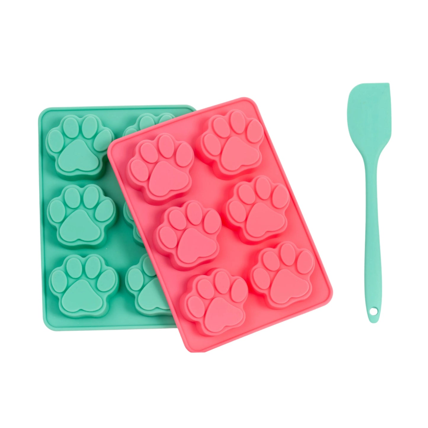 Country Living 3-Piece Silicone Baking Kit – Includes 2 Baking Trays (6-Cavity Paw Print Mold) & Spatula – for Homemade Dog Treats, Candy, Chocolate, and Ice Cubes American Pet Supplies