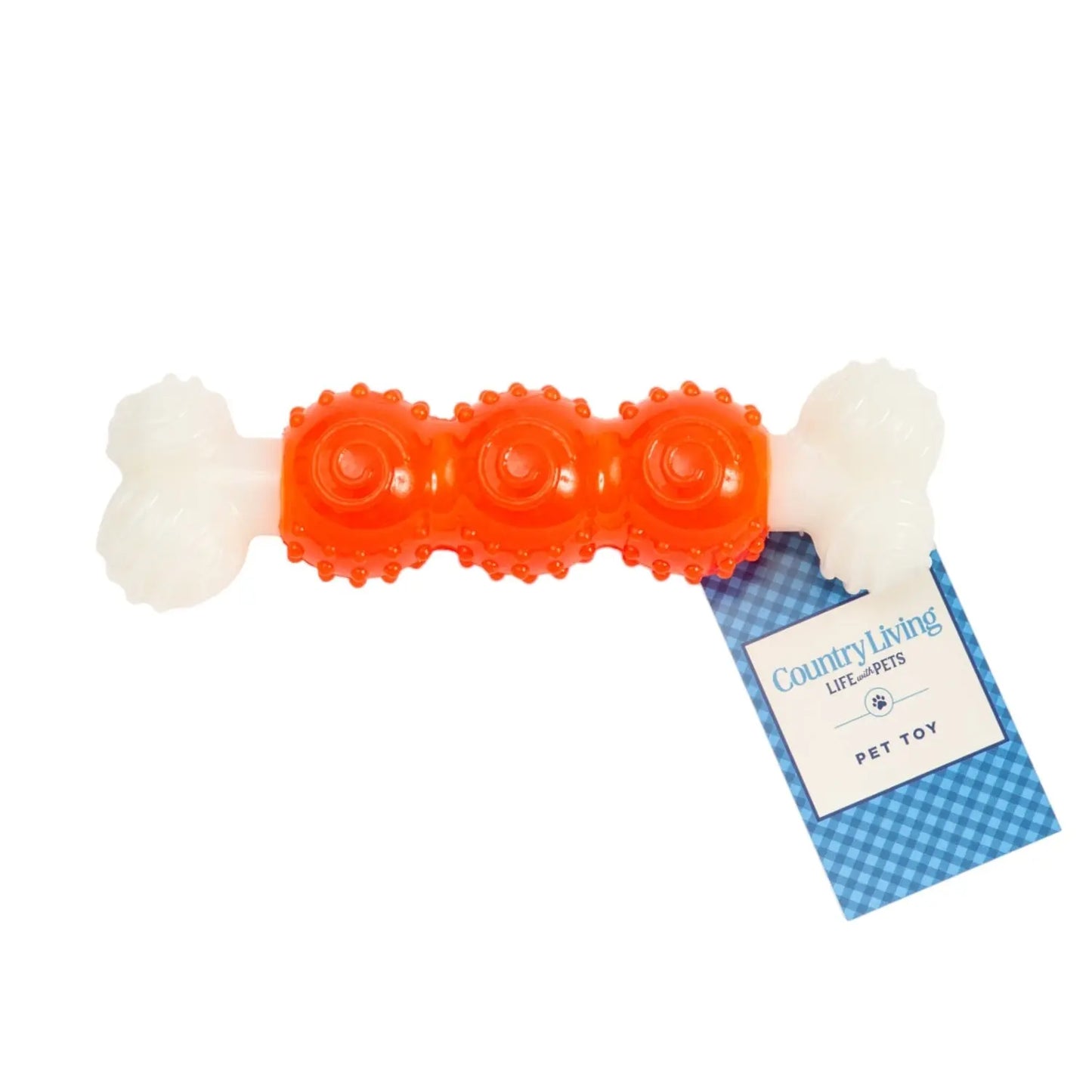 Country Living Bone-a-Treat Dog Chew Toy – Orange Bulged Balls & Green Spiral Ring American Pet Supplies