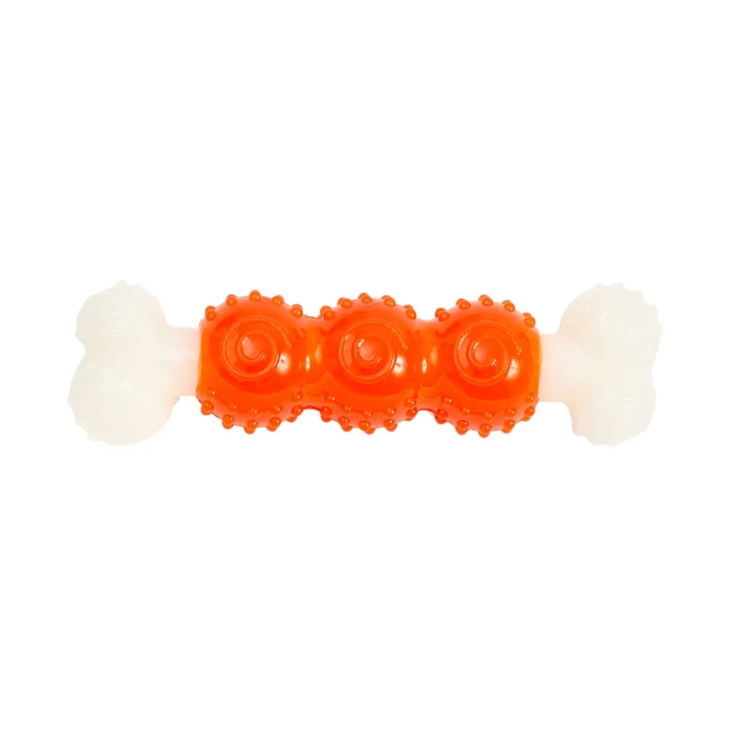Country Living Bone-a-Treat Dog Chew Toy – Orange Bulged Balls & Green Spiral Ring American Pet Supplies