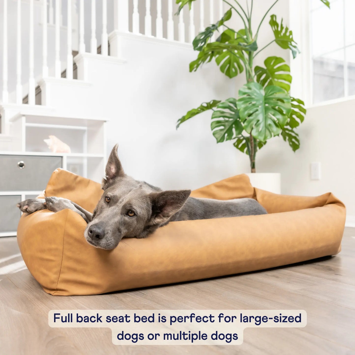 PupProtector™ Faux Leather Memory Foam Dog Car Bed - Camel Paw.com