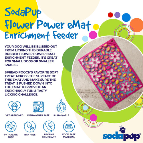 Flower Power emat - Enrichment Lick Mat for Dogs and Cats | Flower Design | USA Made