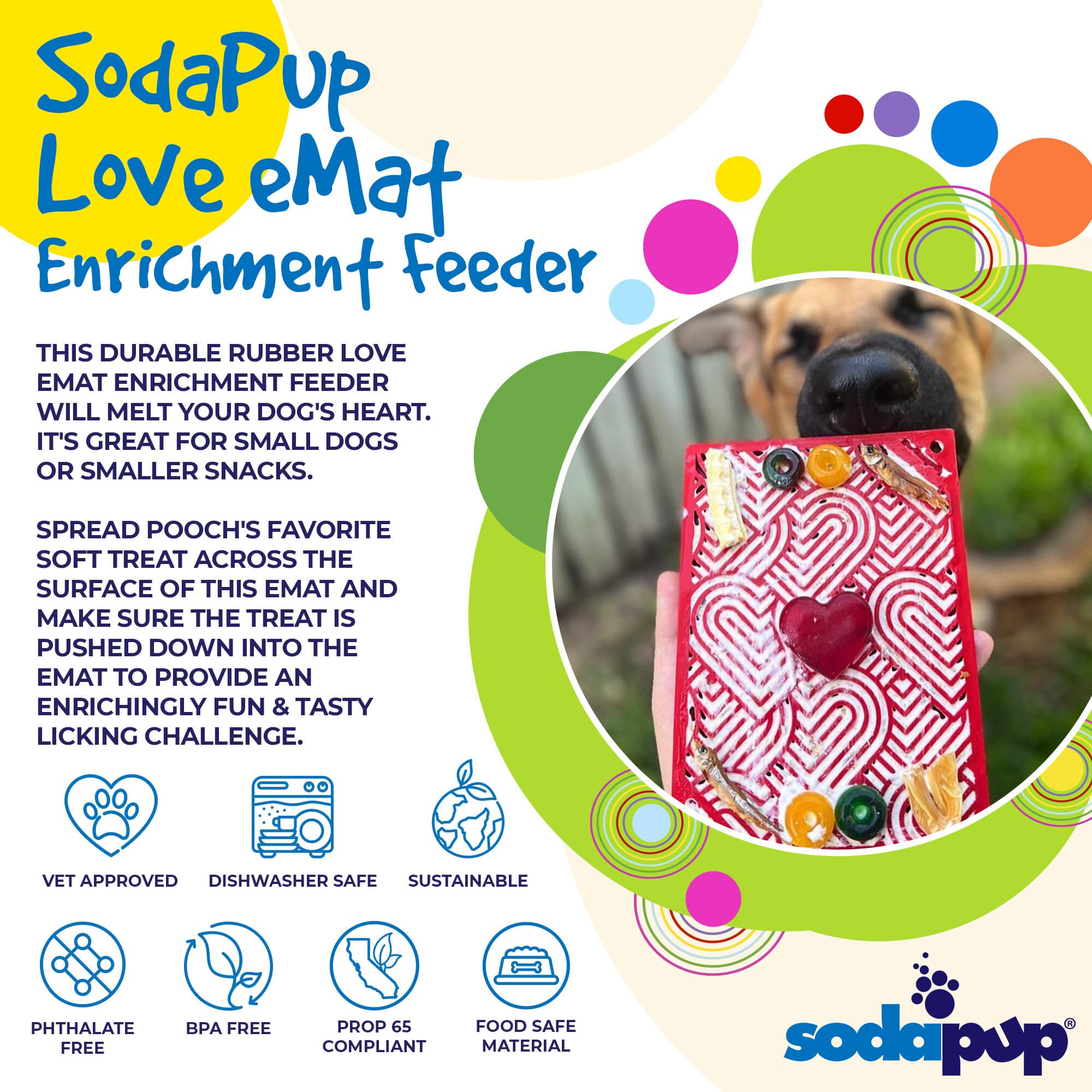 Love eMat - Enrichment Lick Mat for Dogs and Cats| Heart Design | SodaPup