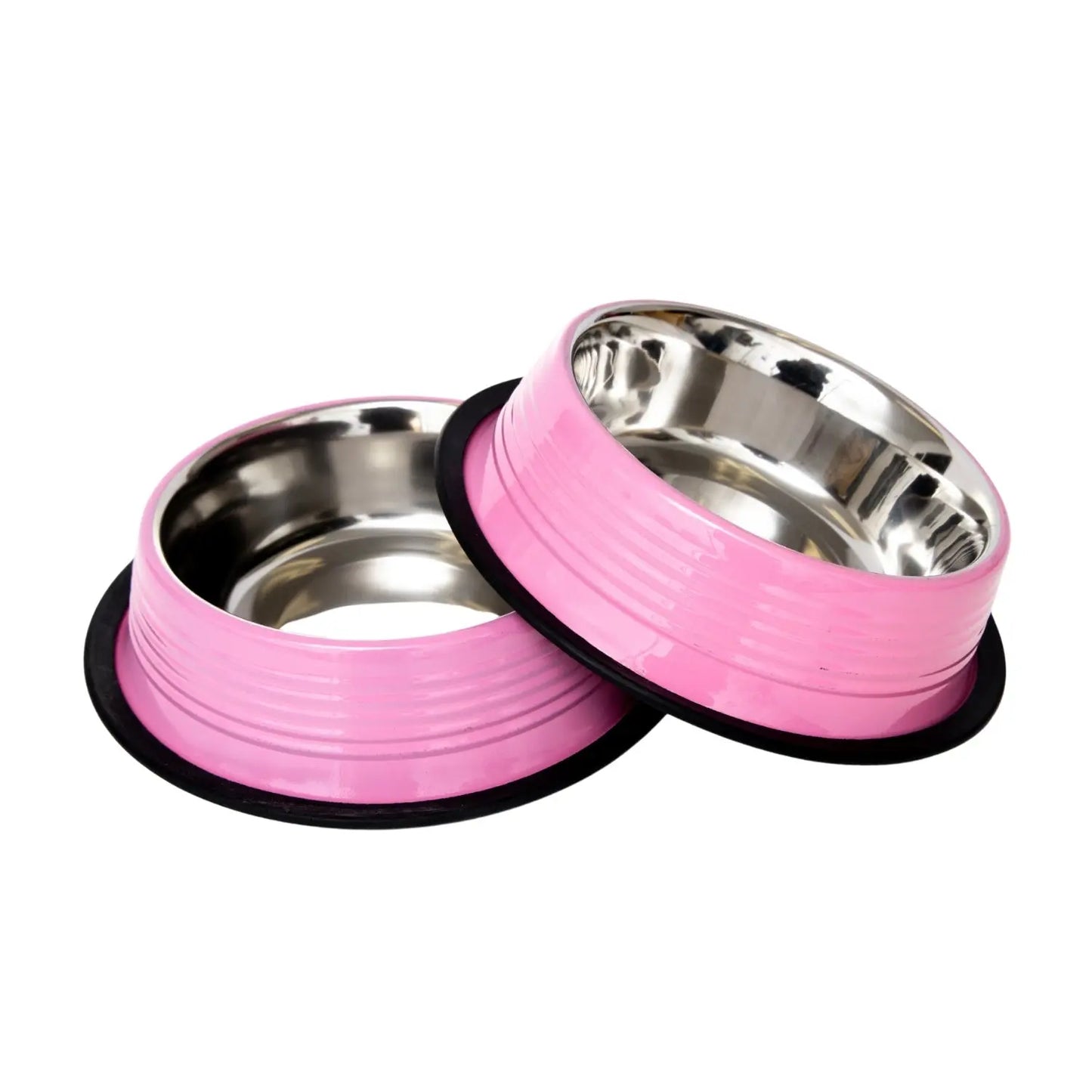 Country Living Set of 2 Ribbed Non-Slip Pet Bowls – Carnation Pink American Pet Supplies