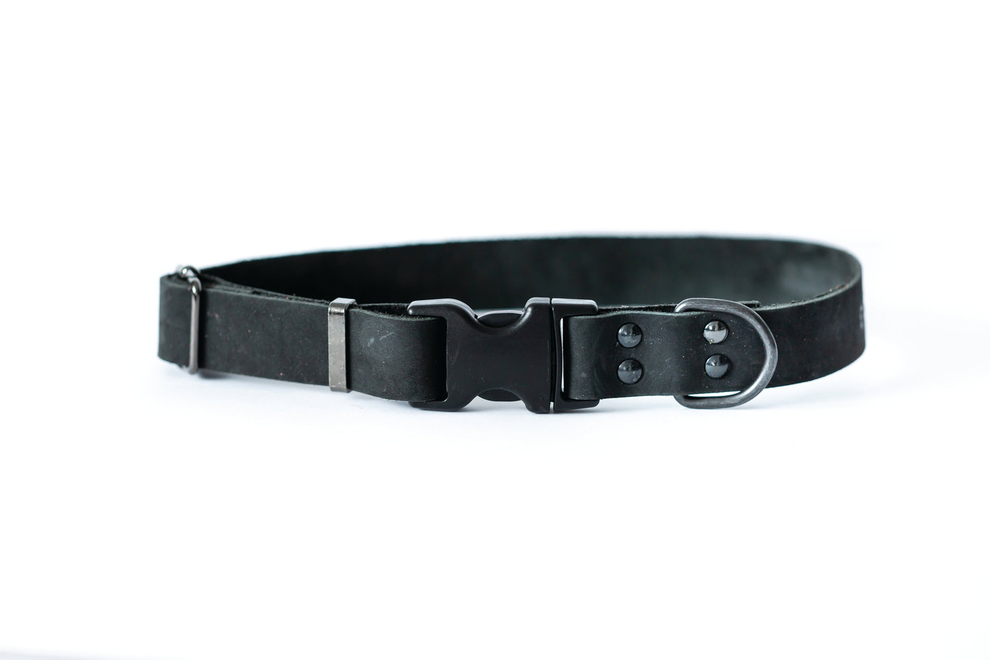 Sport Style Midnight Black Leather Dog Collar Euro-Dog Collars and Leads