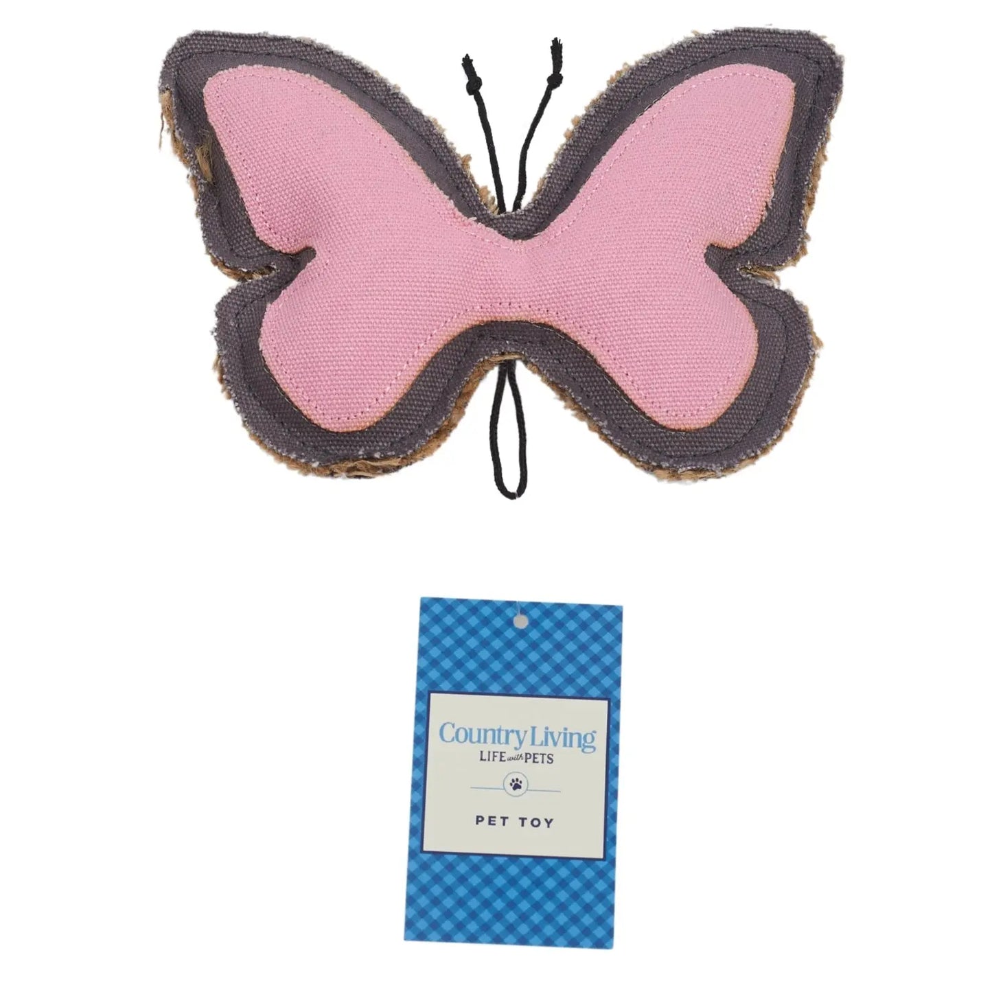 Country Living Canvas & Jute Butterfly-Shaped Dog Chew Toy – Durable, Safe and Non-Toxic American Pet Supplies
