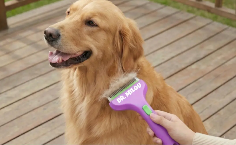 CalmCare Dematting Rake with One-Click Fur Release by Dr. Milou