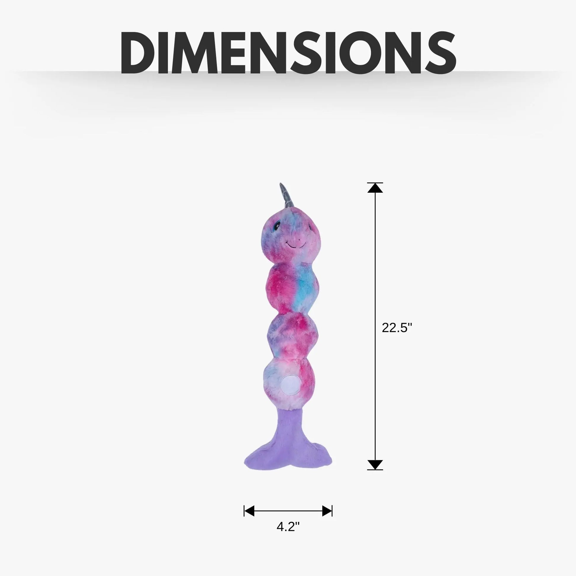 Tie Dye Skinny Narwhal Magical Creature Plush Dog Toy – with Squeaker & Crinkle Paper for Fun Play American Pet Supplies