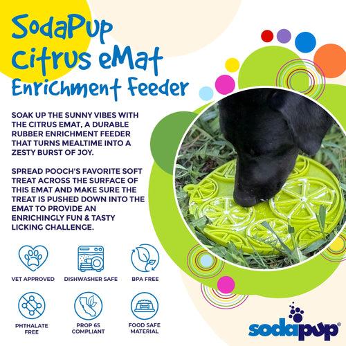 Citrus Design eMat - Enrichment Lick Mat For Dogs and Cats - with Suction Cups | USA Made