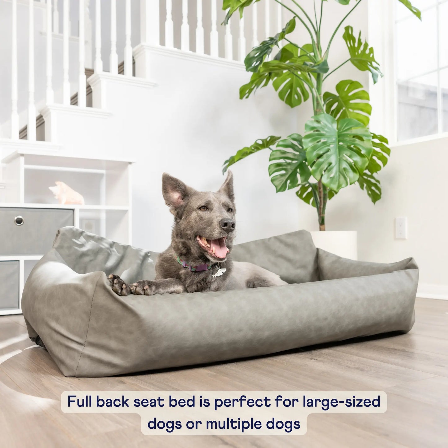 PupProtector™ Faux Leather Memory Foam Dog Car Bed - Slate Gray Paw.com
