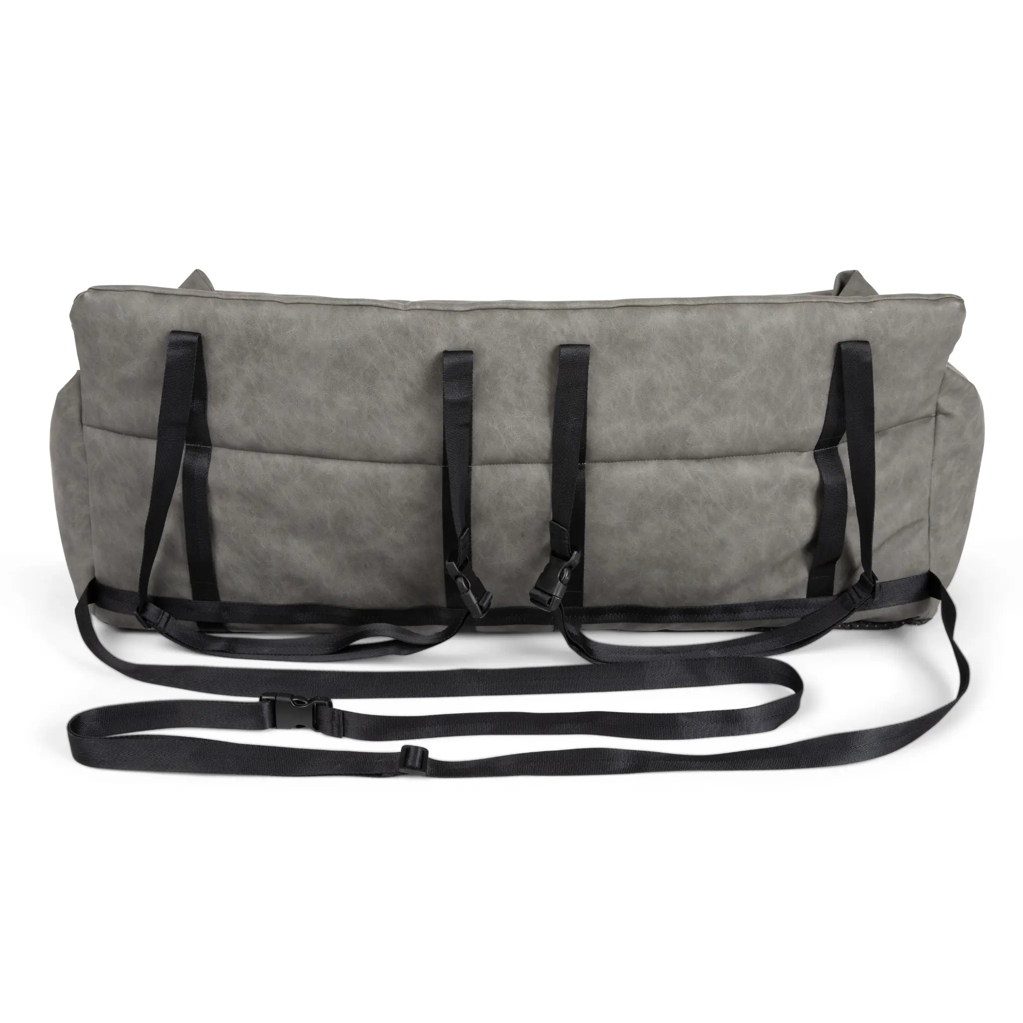 PupProtector™ Faux Cool-to-Touch Vegan Leather Memory Foam Dog Car Bed - Slate Gray
