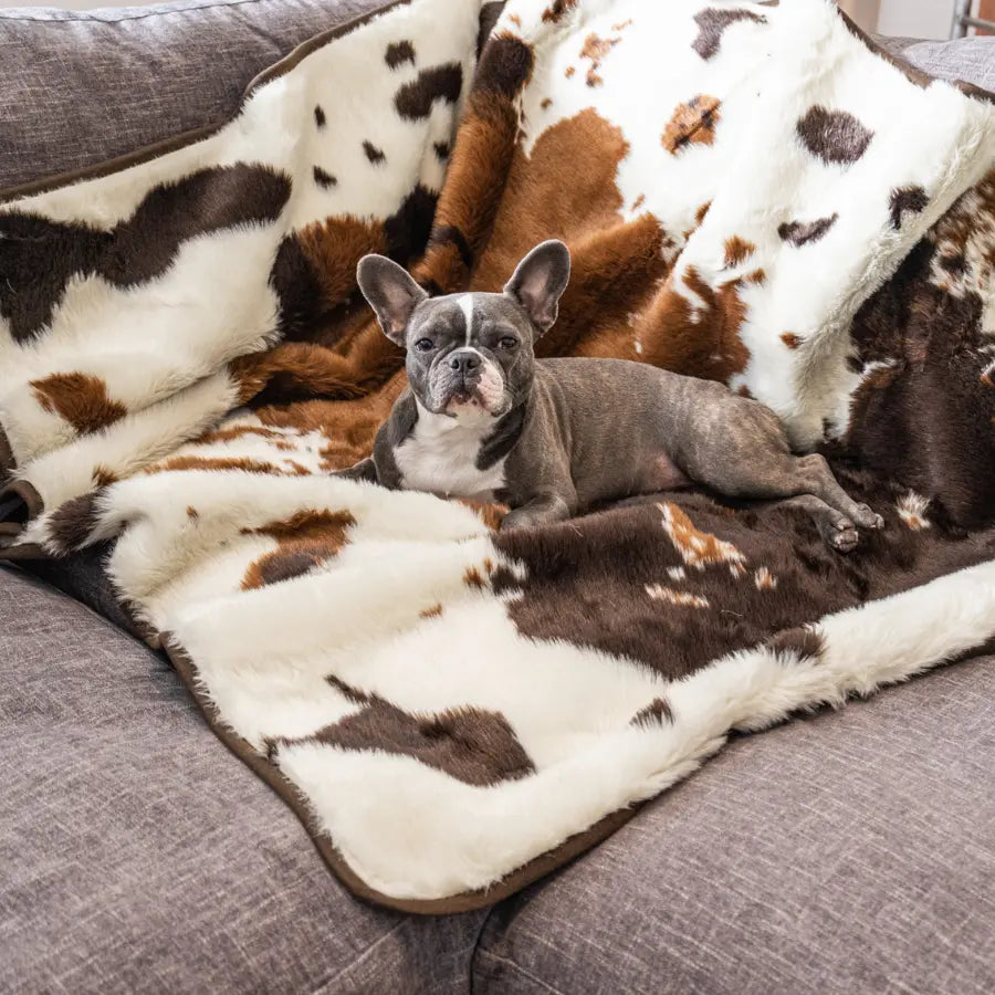 PupProtector™ Waterproof Throw Blanket - Brown Faux Cowhide Paw.com