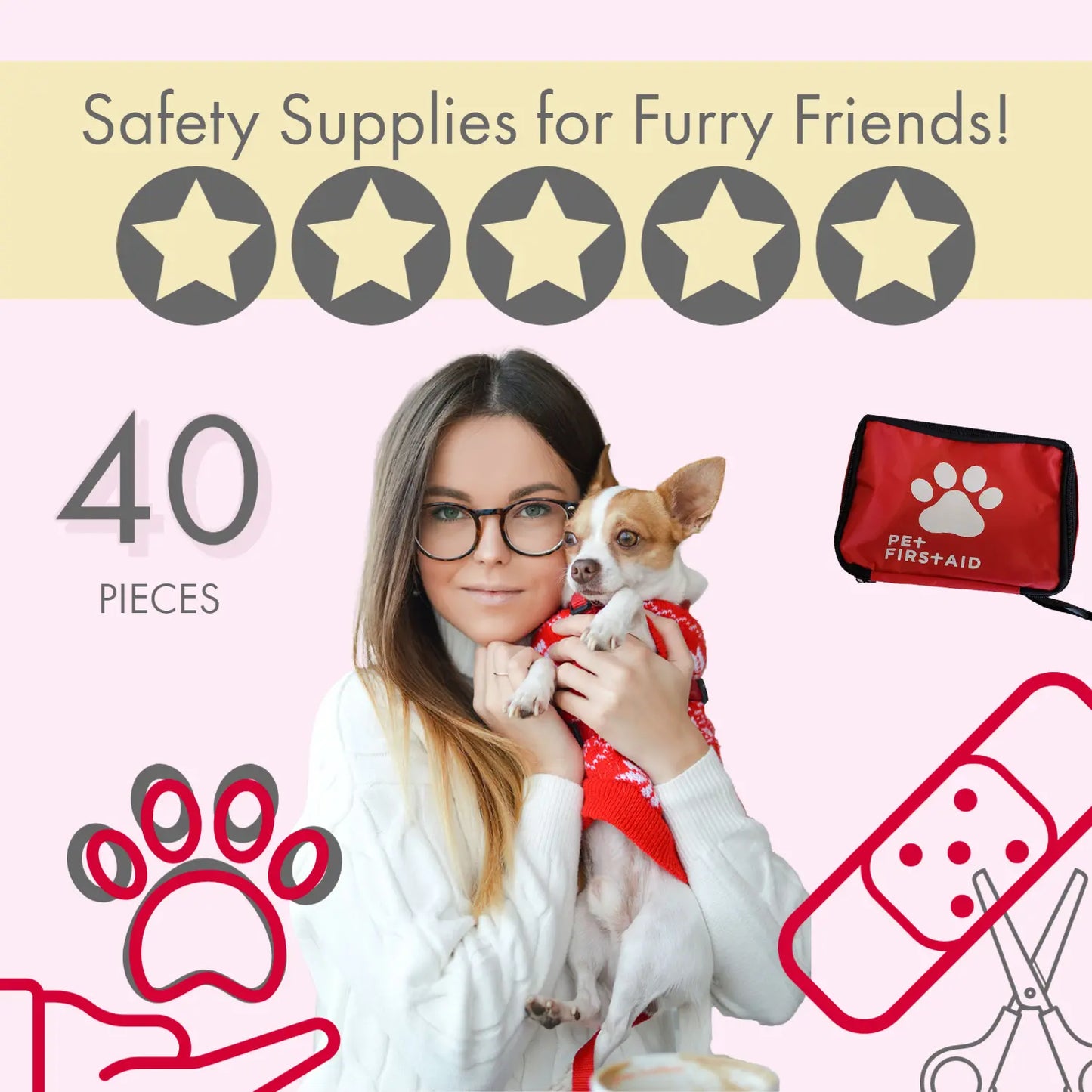 Comprehensive 40-Piece Pet Travel First Aid Kit for Emergencies, Safety, & Adventure American Pet Supplies