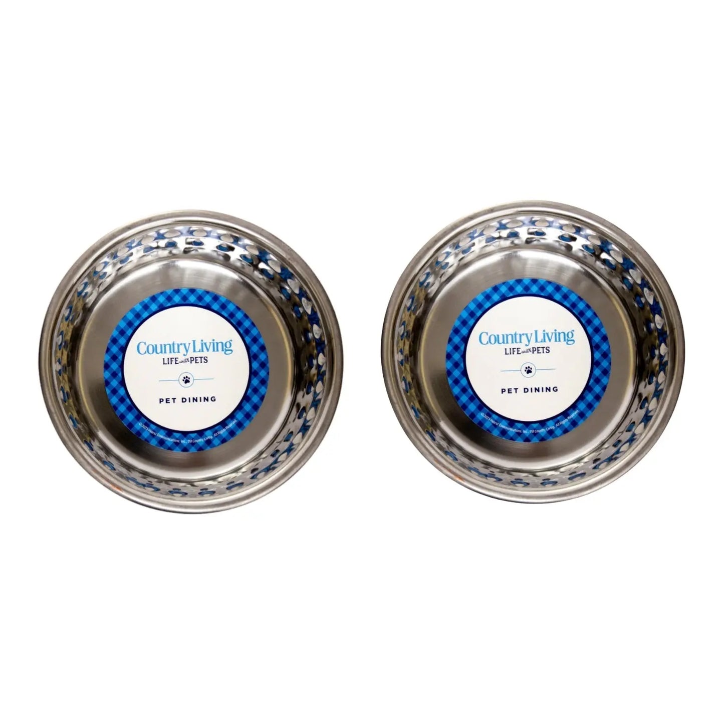Country Living Set of 2 Hammered Stainless Steel Dog Bowls – Lavender American Pet Supplies