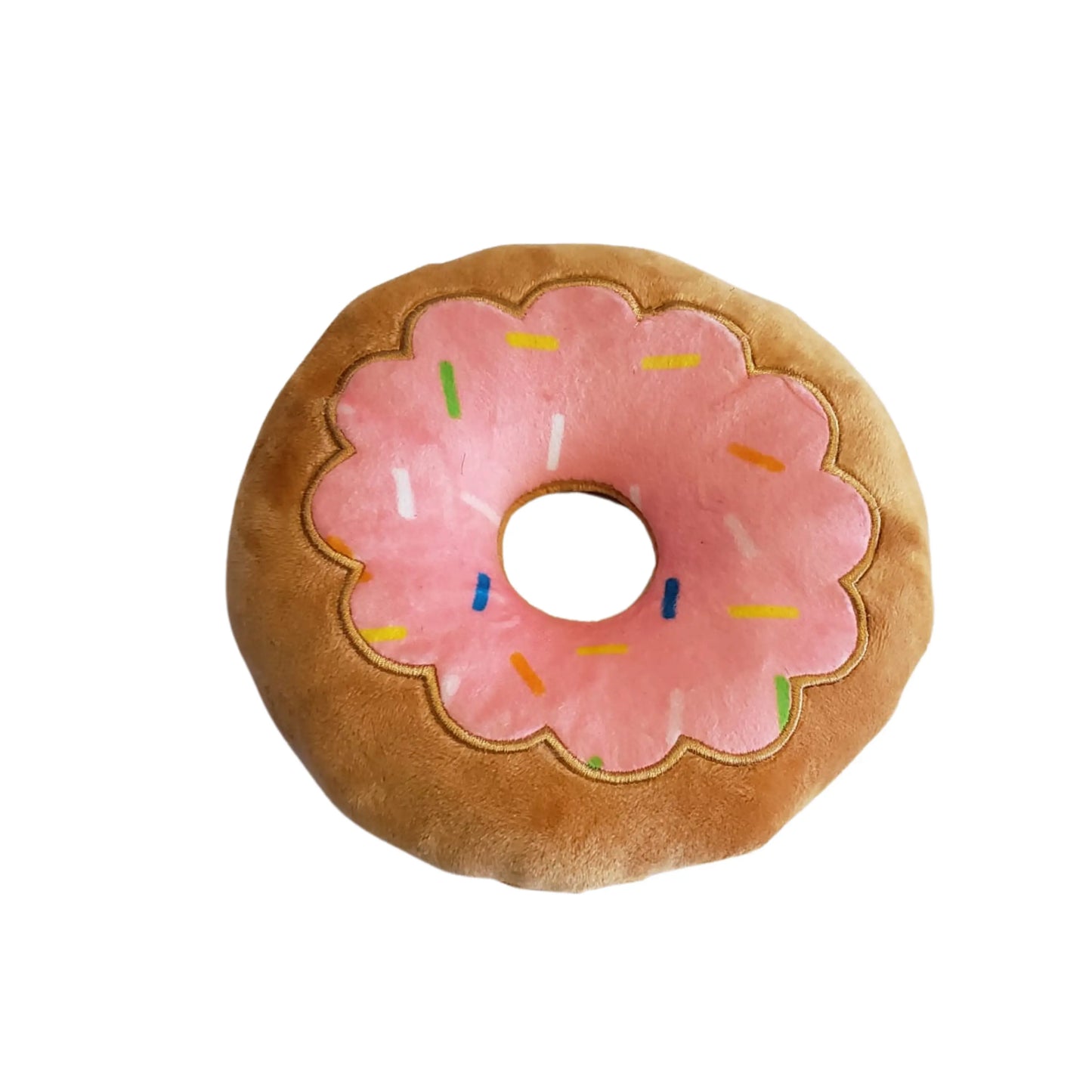 Donut Plush Dog Toy – Soft, Chewy and Cuddly, Safe & Non-Toxic, Ideal for Fetching, Tug-of-War, Gentle Chewing – Strawberry American Pet Supplies