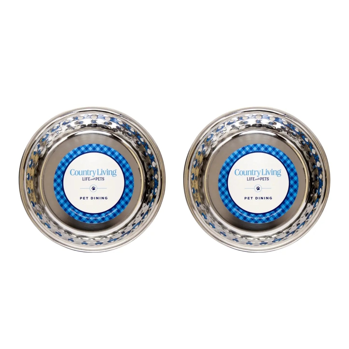 Country Living Set of 2 Hammered Stainless Steel Dog Bowls – Black Pearl American Pet Supplies