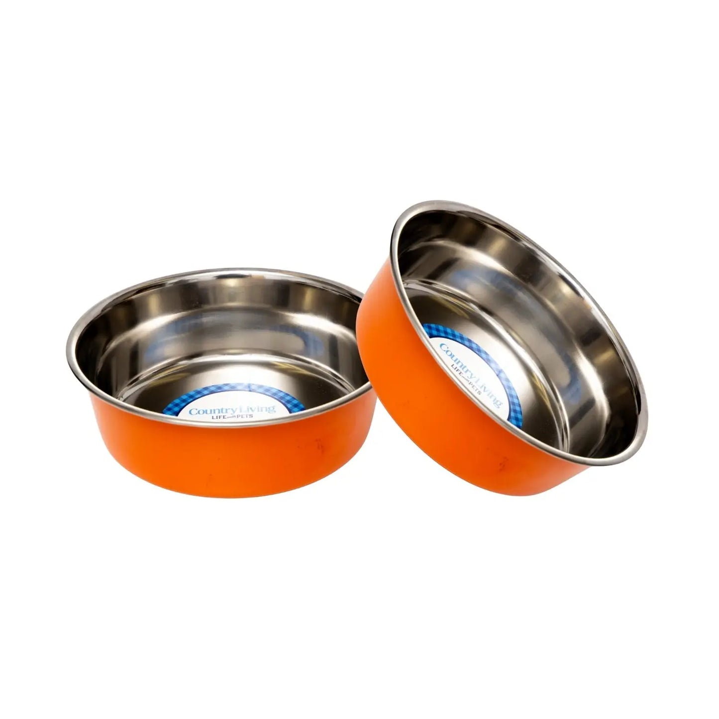 Country Living Set of 2 Heavy Gauge Stainless Steel Dog Bowls - Perfect for Food & Water American Pet Supplies