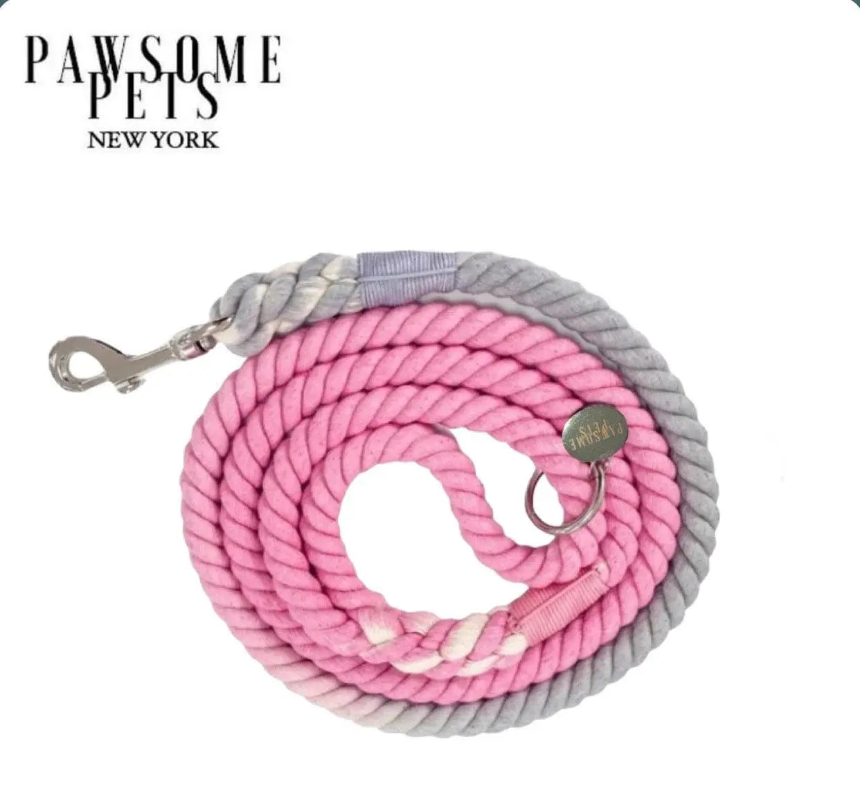ROPE LEASH - OMBRE GREY PINK Pawsome Pets New York® Official Site