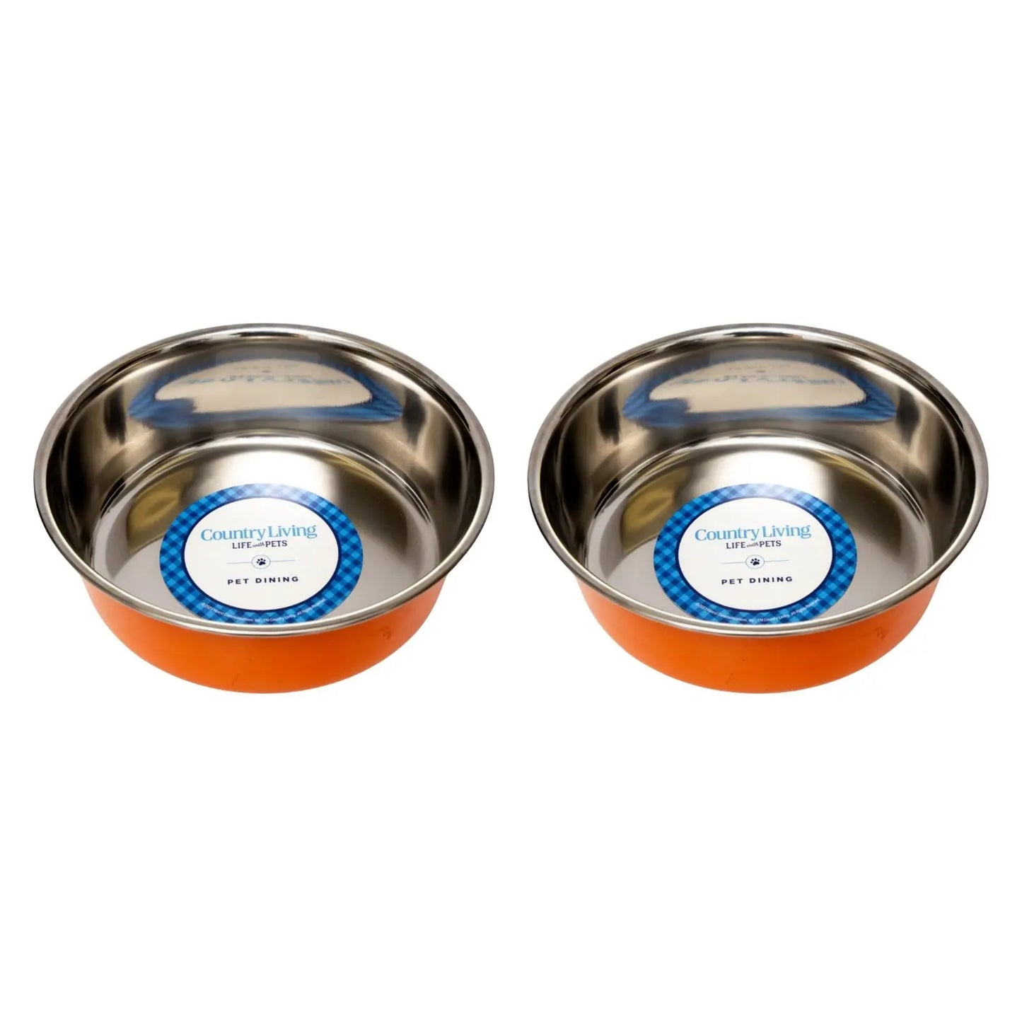 Country Living Set of 2 Heavy Gauge Stainless Steel Dog Bowls - Perfect for Food & Water American Pet Supplies