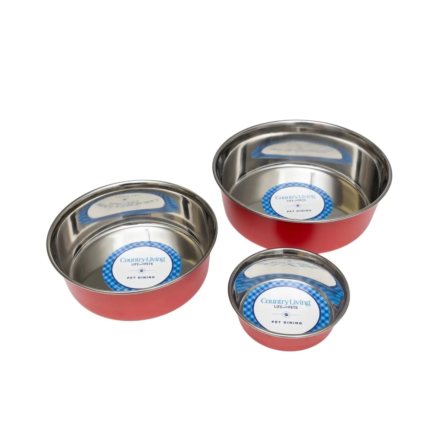 Country Living Set of 2 Heavy Gauge Stainless Steel Dog Bowls - Perfect for Food & Water American Pet Supplies