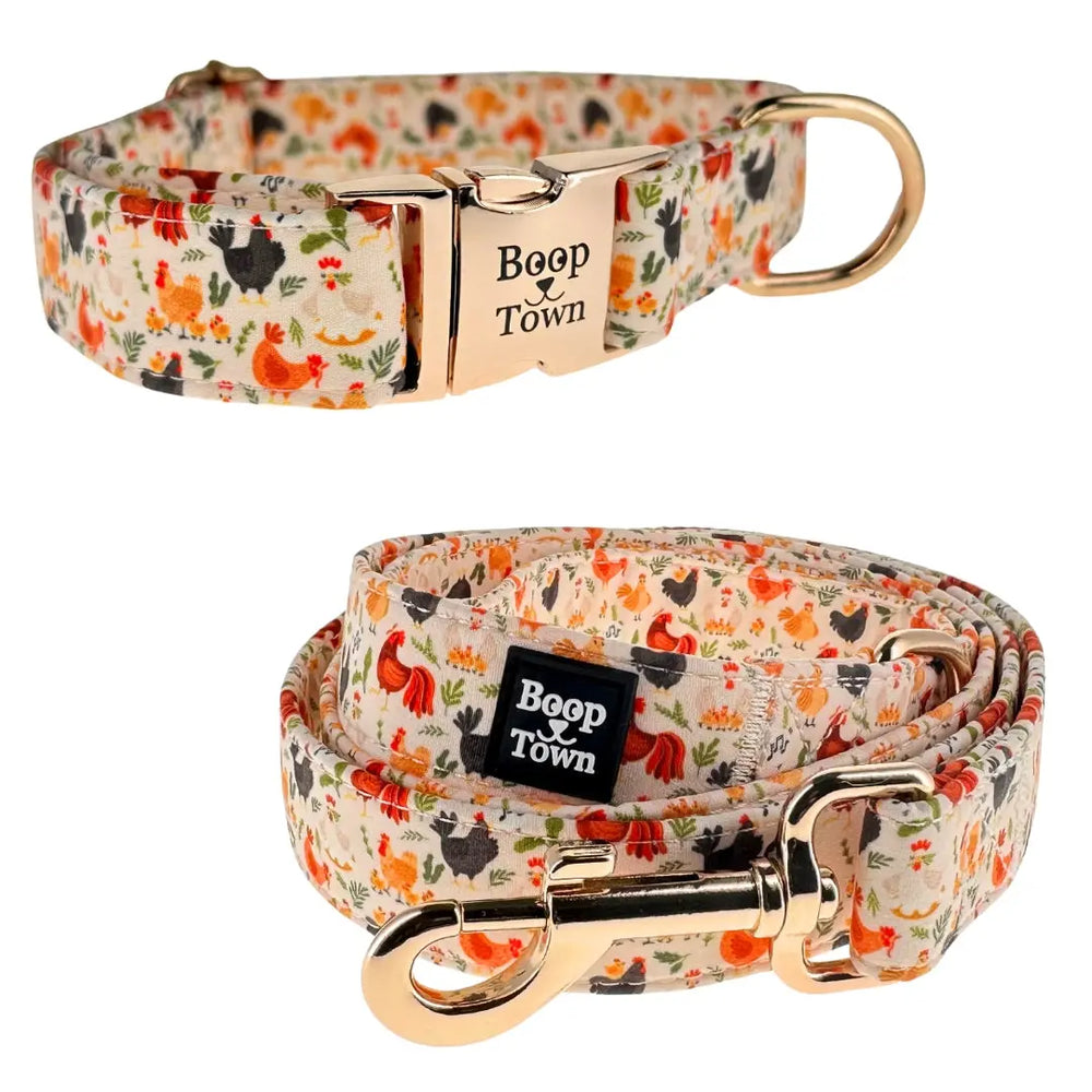 Boop Town Matching Collar and Leash Sets - Soft Cotton with Metal Buckle