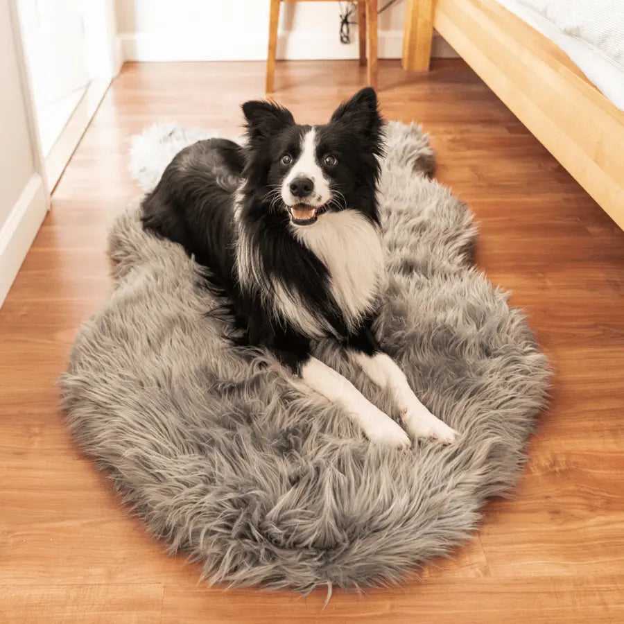 PupRug by Paw.com™ Faux Fur Orthopedic Dog Bed - Curve Charcoal Grey Paw.com