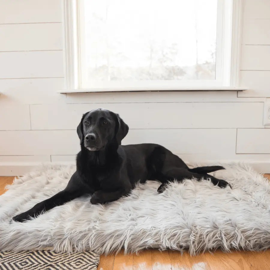 PupRug by Paw.com™ Faux Fur Orthopedic Dog Bed - Rectangle Grey Paw.com