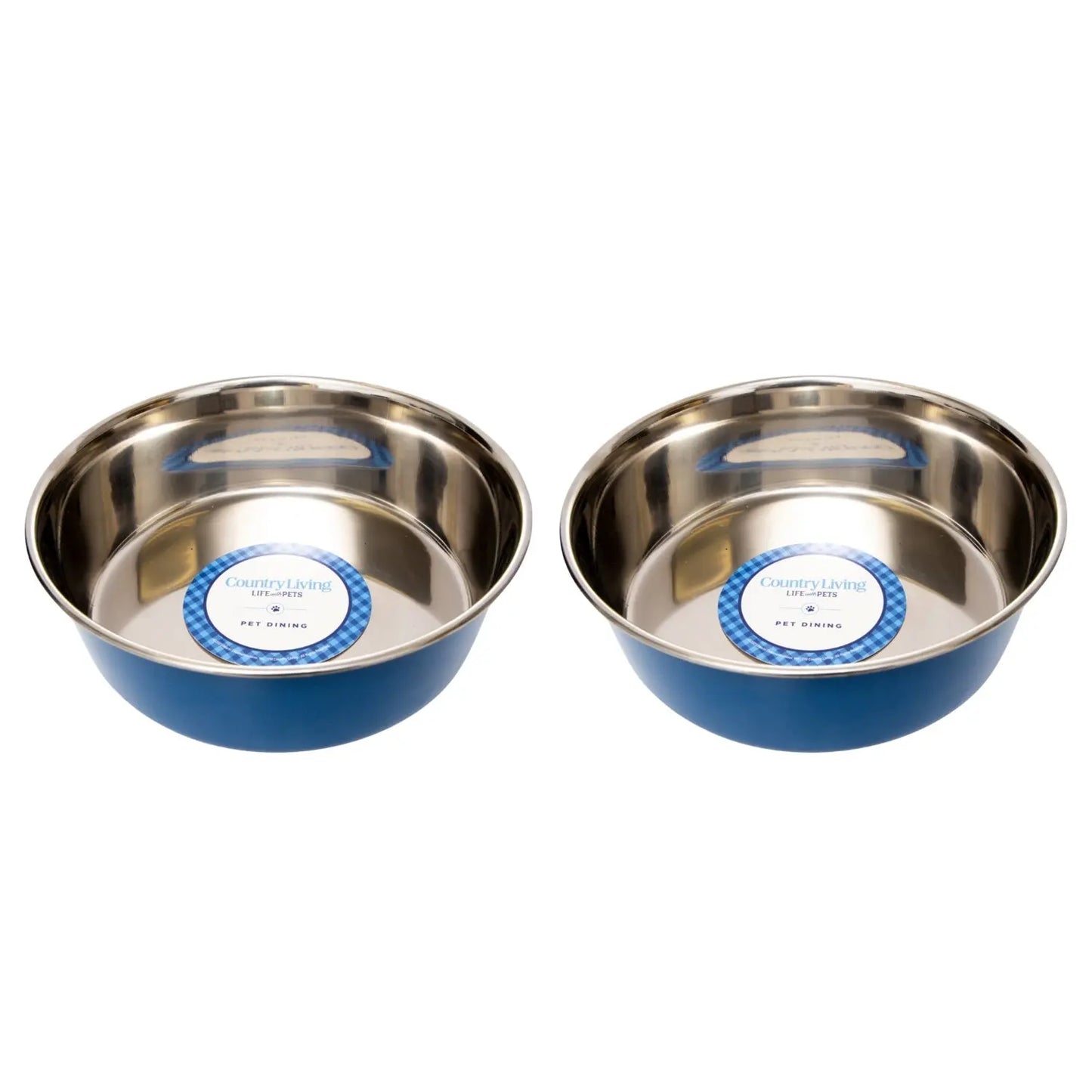 Country Living Set of 2 Heavy Gauge Stainless Steel Dog Bowls - Perfect for Food & Water American Pet Supplies