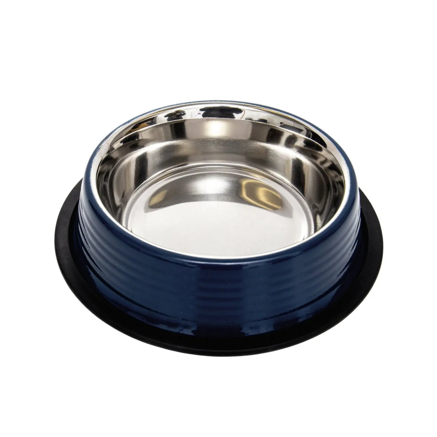 Country Living Set of 2 Ribbed Non-Slip Pet Bowls – Poseidon Blue American Pet Supplies