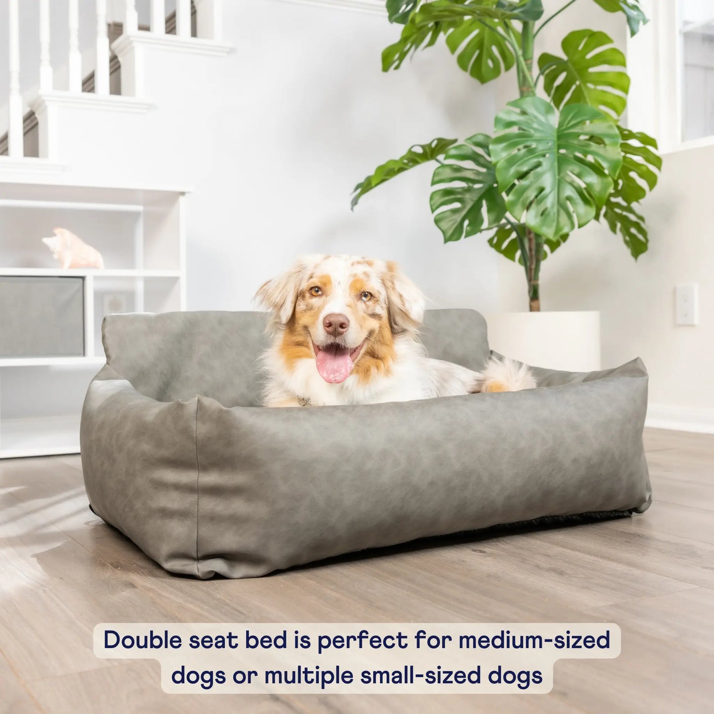 PupProtector™ Faux Leather Memory Foam Dog Car Bed - Slate Gray Paw.com