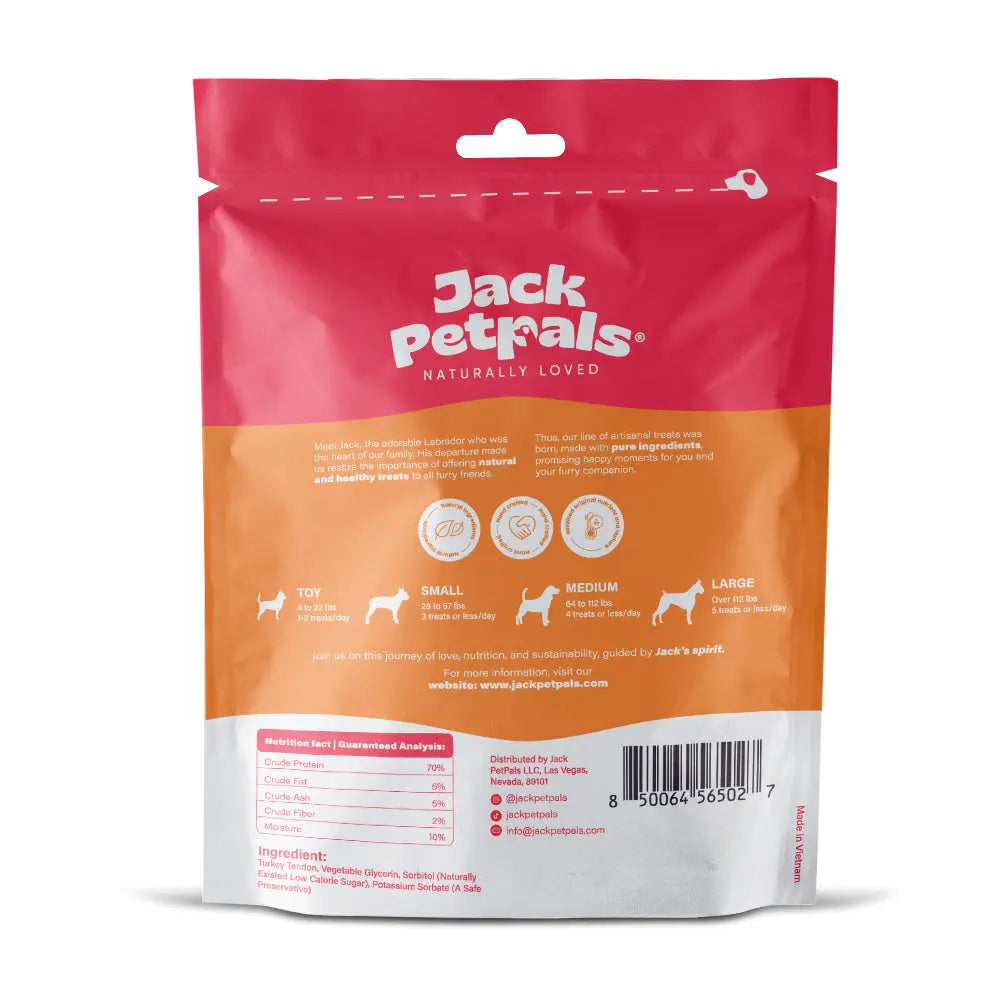 Jack PetPals Handcrafted Jerky Turkey Tendon Dog Treats (2.5oz) American Pet Supplies