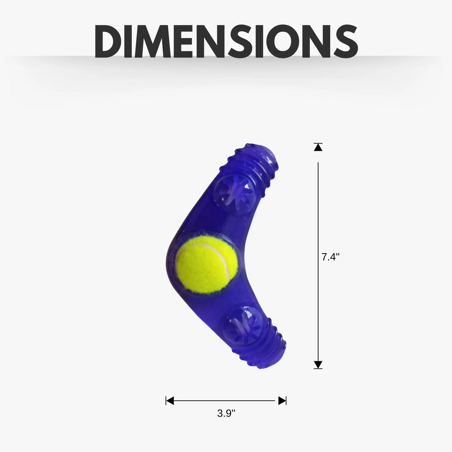 TPR Boomerang Dog Chew Toy with Removable Squeaker Tennis Ball & Treat Fill American Pet Supplies