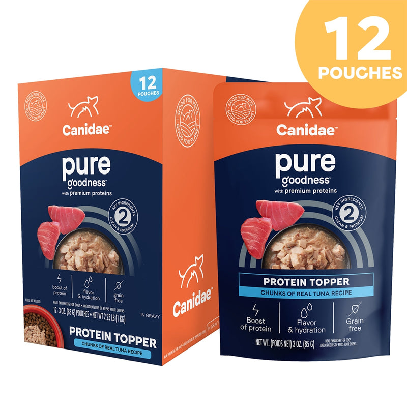 CANIDAE PURE Goodness Protein Topper for Dogs Tuna Chunks in Gravy, 12ea/3 oz