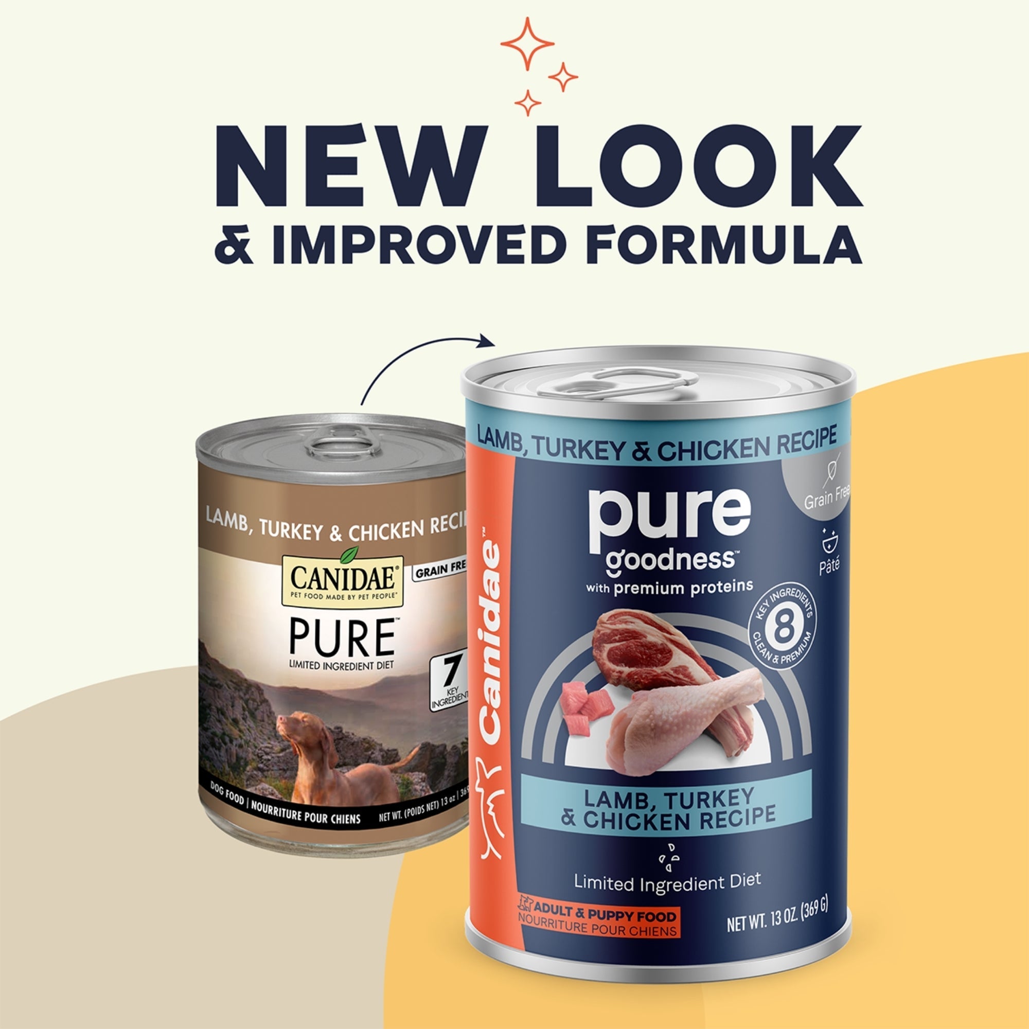 CANIDAE PURE Goodness GrainFree LID Canned Dog Food Elements Formula w/Lamb, Turkey Chicken, 12ea/13 oz