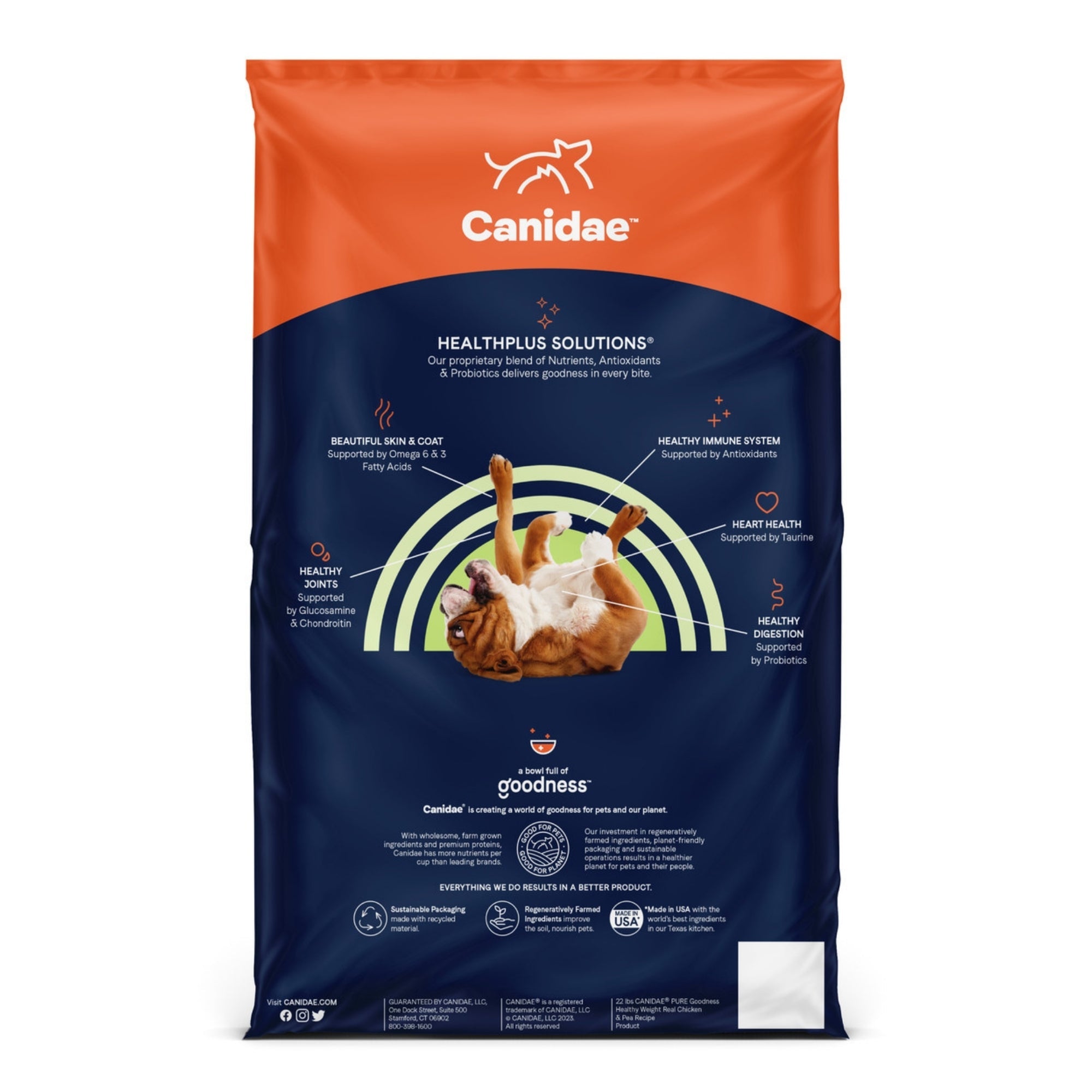 CANIDAE PURE Farm To Bowl GrainFree LID Healthy Weight Dry Dog Food Chicken Pea, 1ea/22 lb