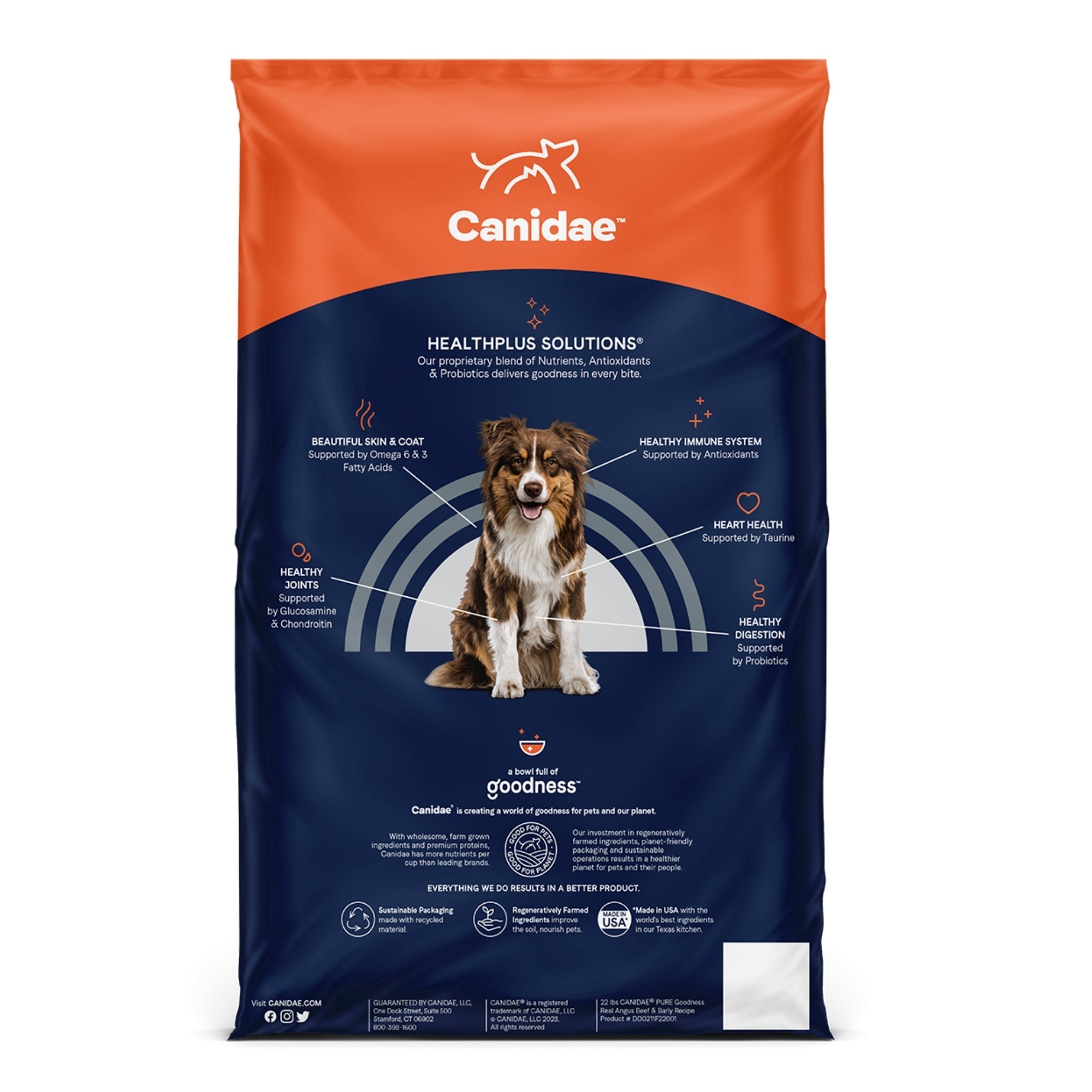 CANIDAE PURE Farm To Bowl w/Wholesome Grains Dry Dog Food Beef Barley, 1ea/22 lb