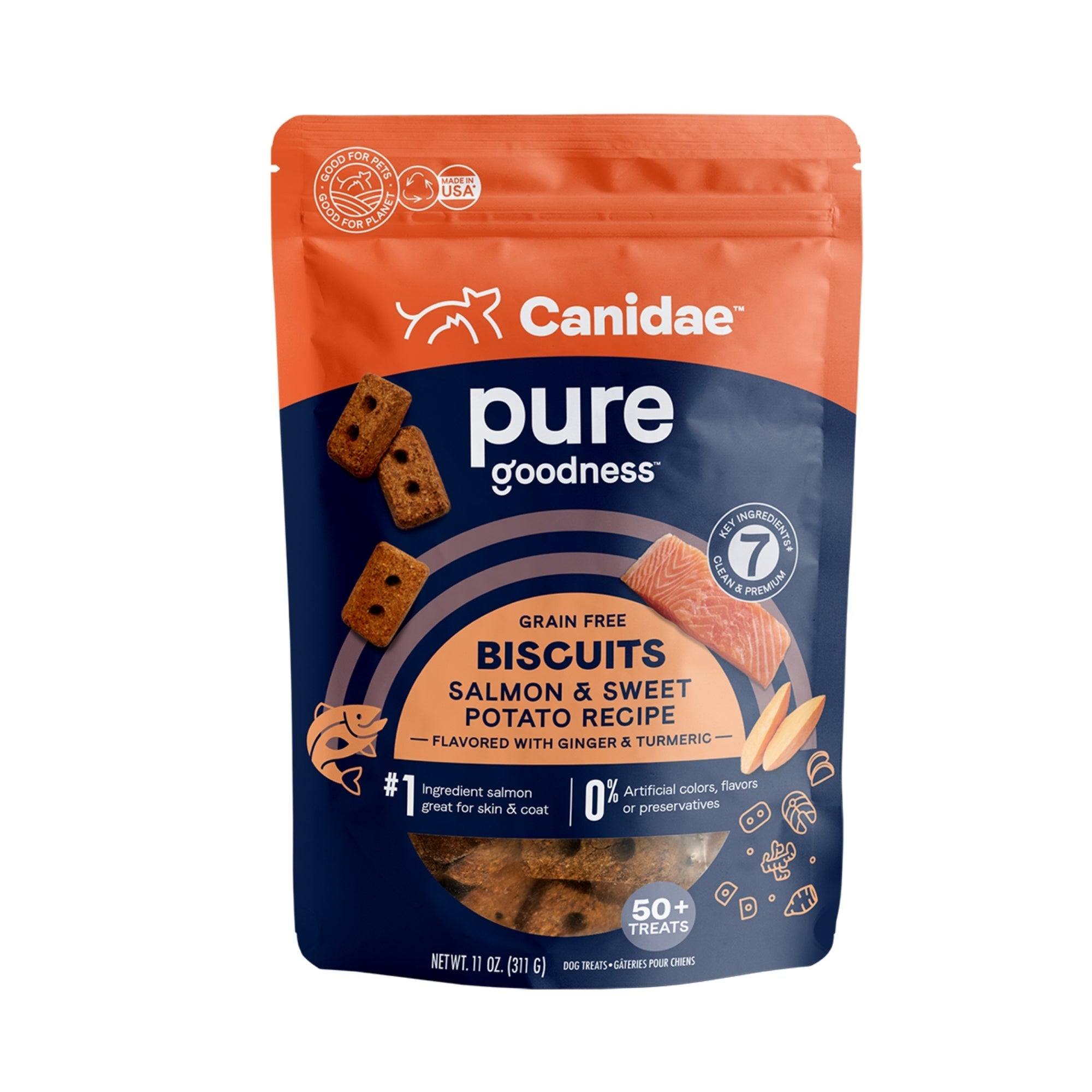 Pure Goodness Grain Free Dog Biscuits Salmon/Sweet Potato 11oz.
