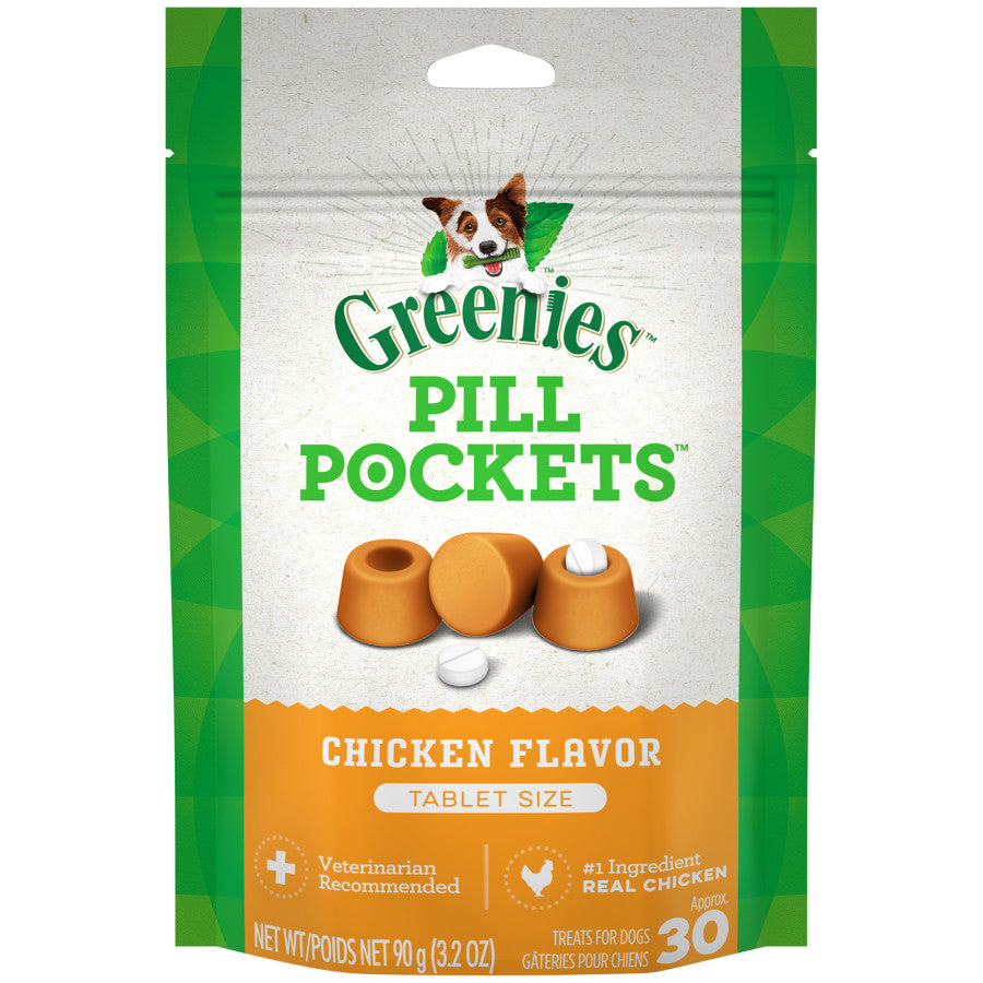 GREENIES PILL POCKETS Treats Chicken Flavor Tablet Size 3.2oz