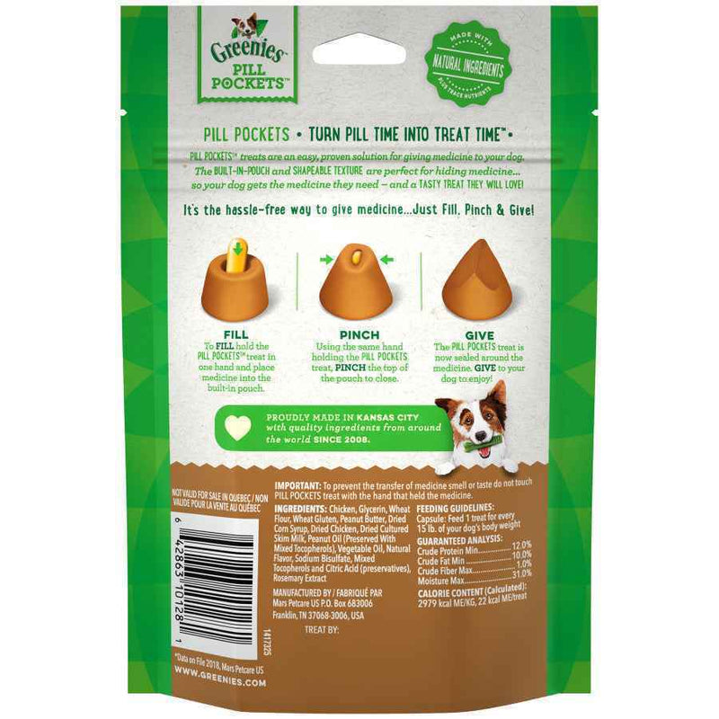 GREENIES PILL POCKETS Treats Real Peanut Butter Flavor Capsule Size 7.9oz