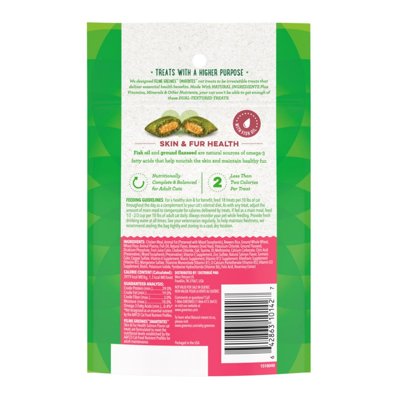 Greenies Feline SmartBites Skin Fur Crunchy Soft Adult Cat Treats Salmon, 1ea/2.1 oz