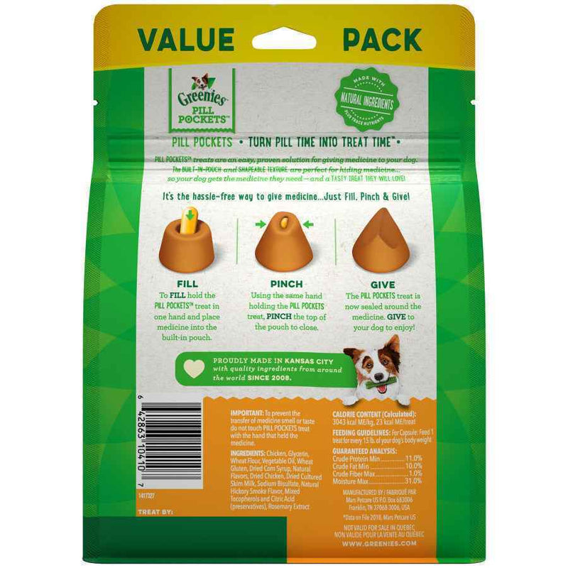 GREENIES PILL POCKETS Treats Chicken Flavor Capsule Size 15.8oz