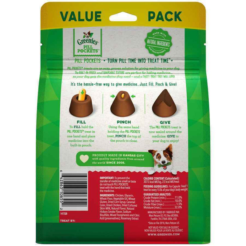 GREENIES PILL POCKETS Treats Hickory Smoke Flavor Capsule Size 15.8oz