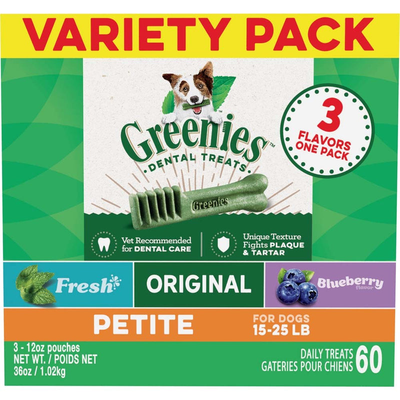 GREENIES 3-Flavor Variety Pack Dental Treats Petite 36oz