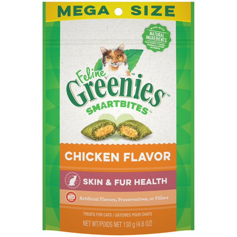 Greenies Feline SmartBites Skin Fur Crunchy Soft Adult Cat Treats Chicken, 1ea/4.6 oz