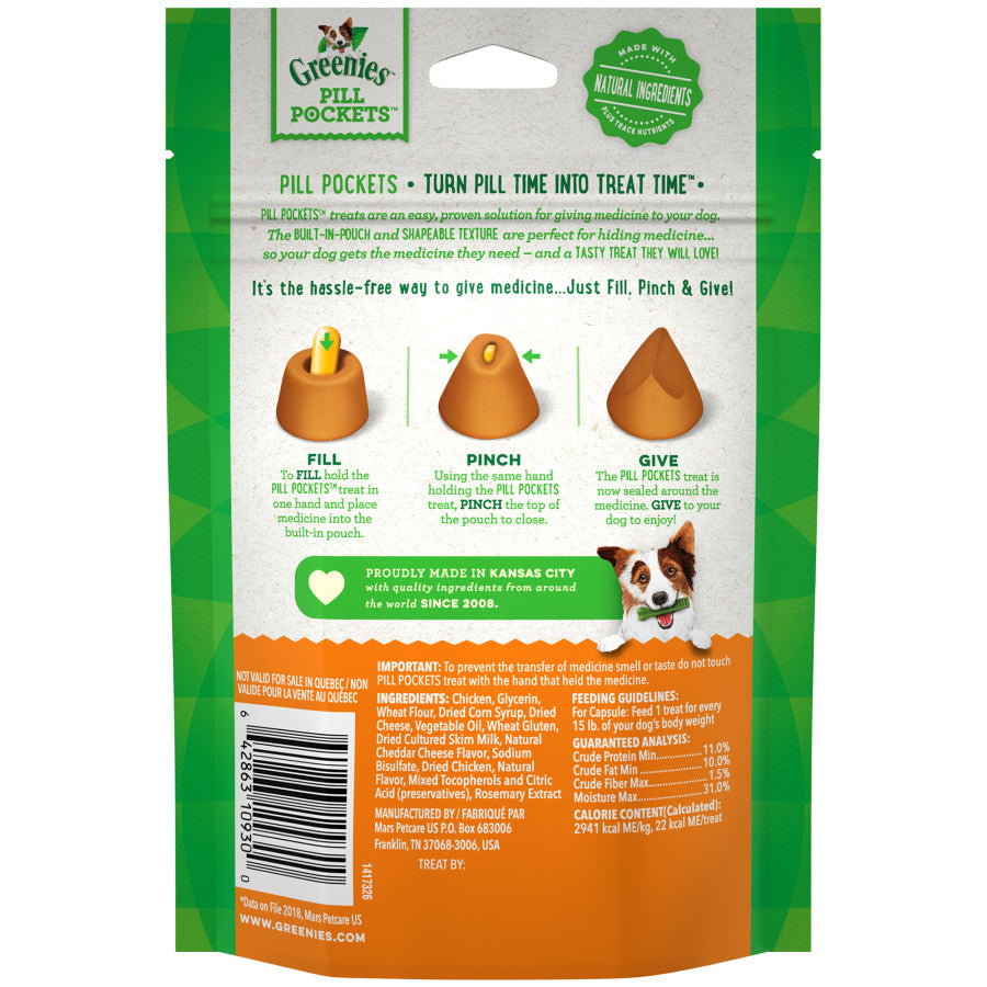 GREENIES PILL POCKETS Treats Cheese Flavor Capsule Size 7.9oz