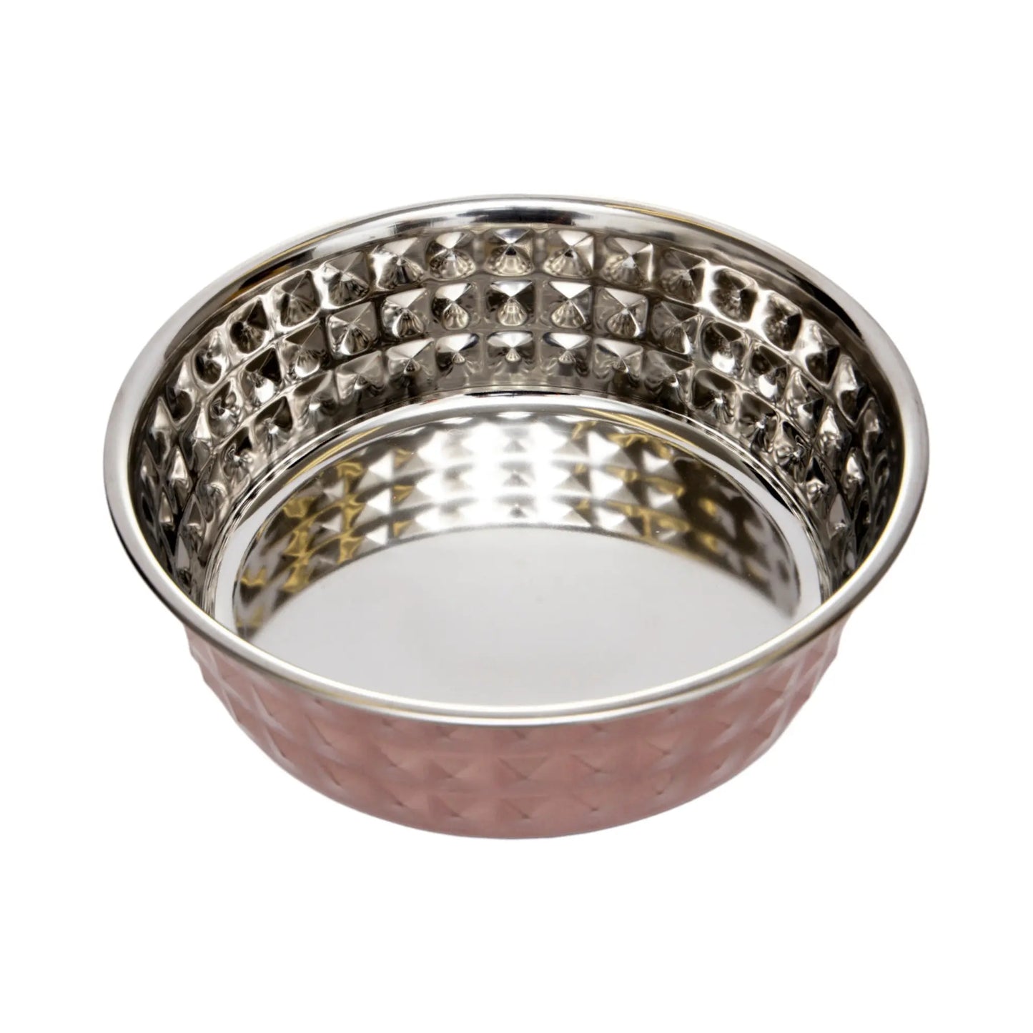 Country Living Set of 2 Hammered Stainless Steel Dog Bowls – Ideal for Extra Large Breeds – Rose Quartz/64oz American Pet Supplies