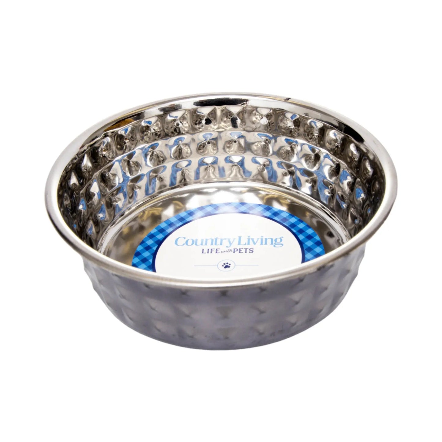 Country Living Set of 2 Hammered Stainless Steel Dog Bowls – Black Pearl American Pet Supplies