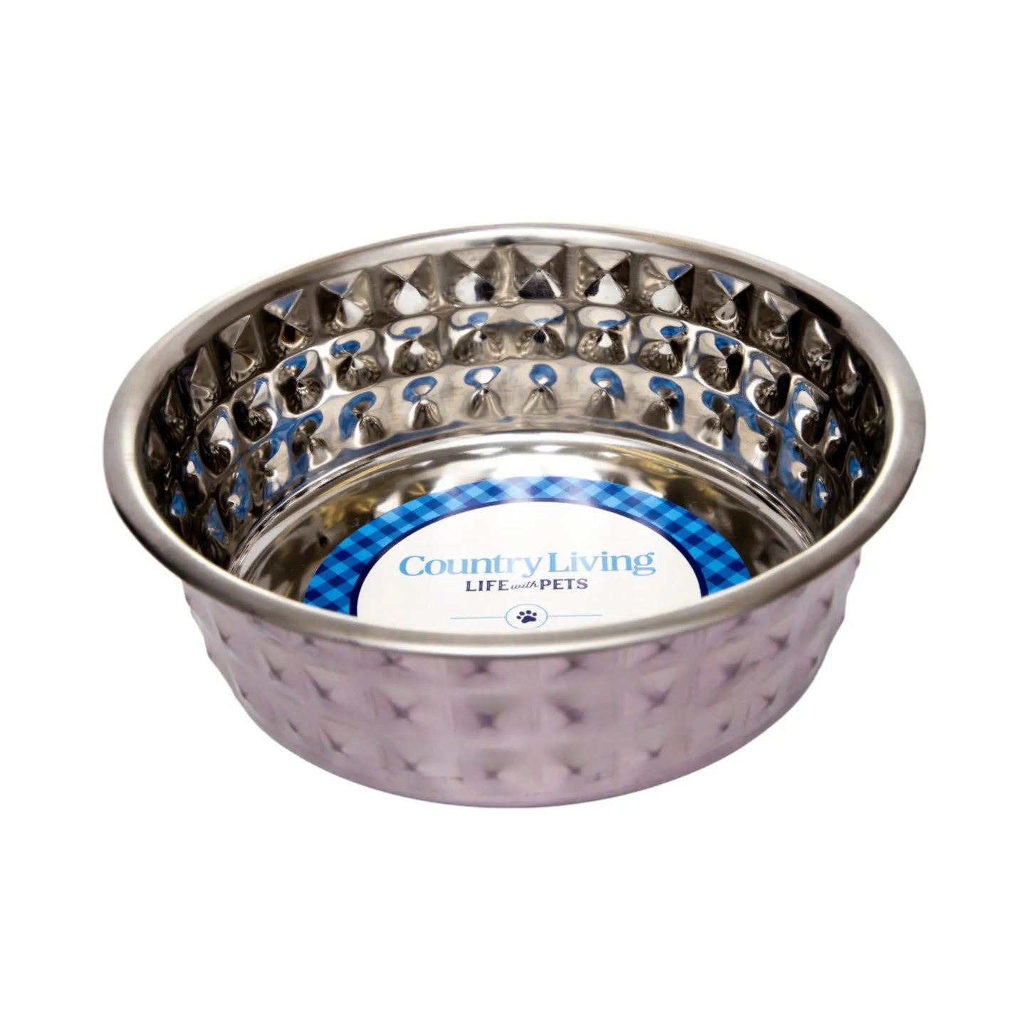 Country Living Set of 2 Hammered Stainless Steel Dog Bowls – Lavender American Pet Supplies