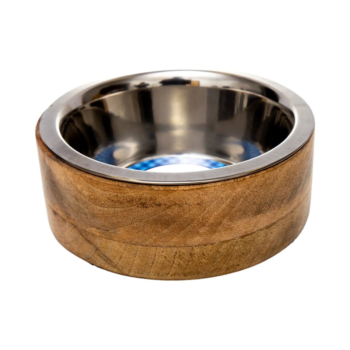 Country Living Stainless Steel Dog Bowl with Cylindrical Mango Wood Holder American Pet Supplies